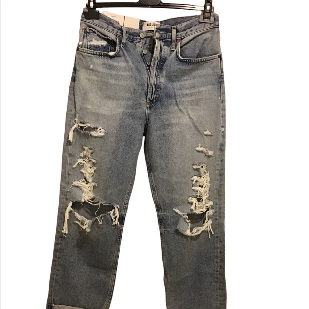 AGOLDE 90’S DISTRESSED HIGH RISE JEANS IN MAJOR